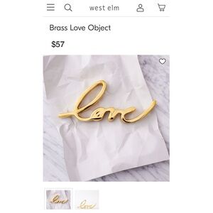 West Elm Brass Love  Object in Original Box